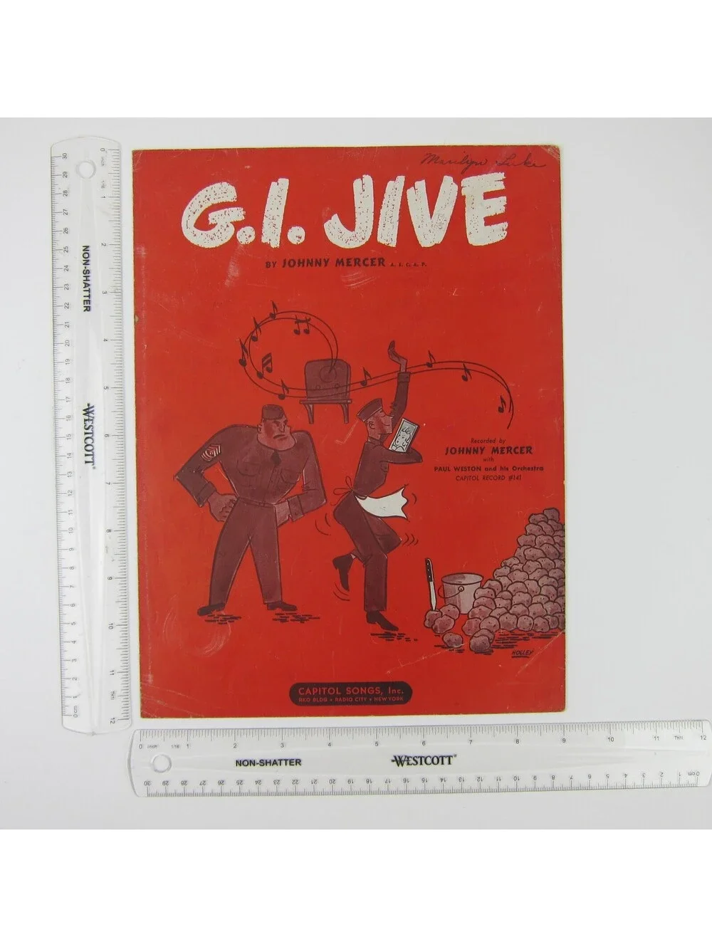 Sheet Music G.I. Jive Johnny Mercer Paul Weston Orchestra WWII WW2 Vintage 1943